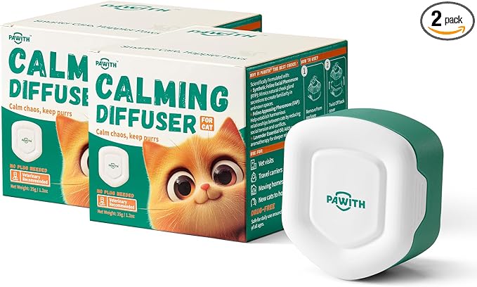 Cat Calming Gel Diffuser for Travel – Pheromone Diffuser for Cats & Kittens to Reduce Anxiety and Stress-Related Behaviors, No Electricity Needed, Long-Lasting Enhanced Calming Aid (2 Pack)