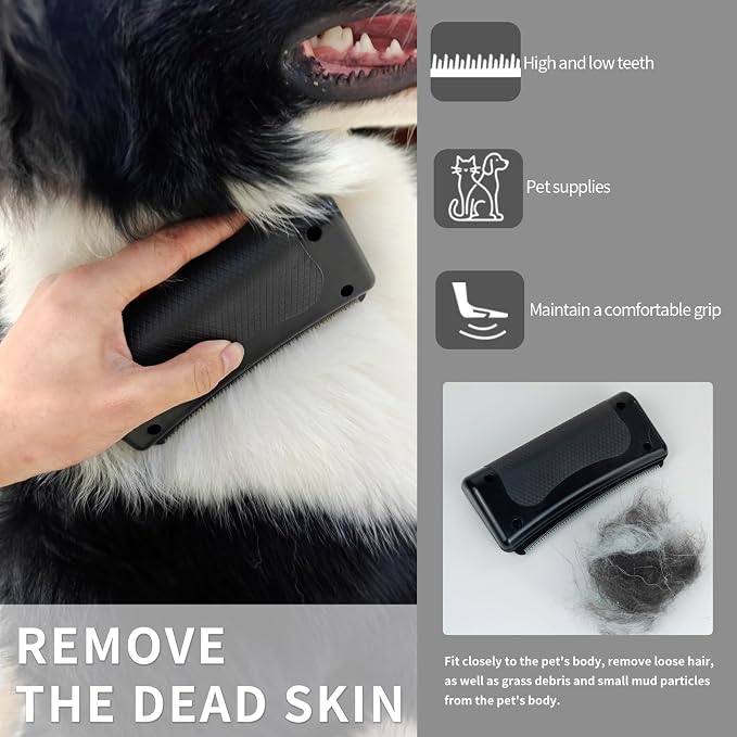 Pet Deshedding Brush for Dogs Cats Rabbits Horses, Gentle Grooming Tool | Effectively Removes Undercoat & Loose Hair & Matted Fur with Ergonomic Handle