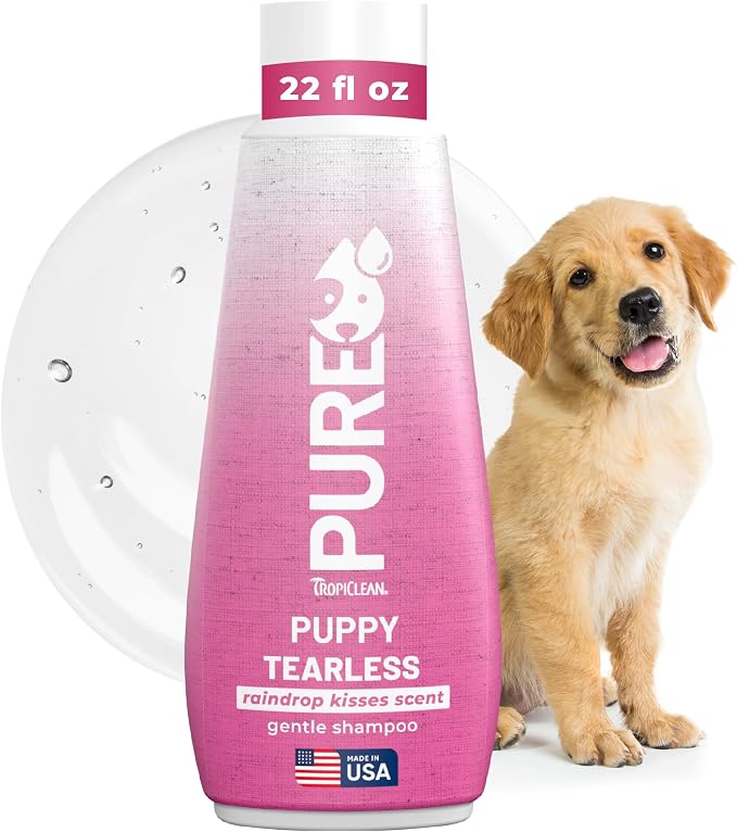TropiClean Pure Tearless Puppy Shampoo, Raindrop Kisses Scent, 22oz