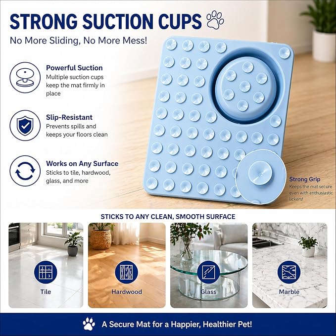Dog Lick Mat & Slow Feeder Bowl Combo, Enrichment Toy with Puzzle Dome, 4-Texture Silicone Licking Mat for Anxiety Relief, Slow Feeding, Boredom Buster with Cleaning Brush & Silicone Spatula (Blue)
