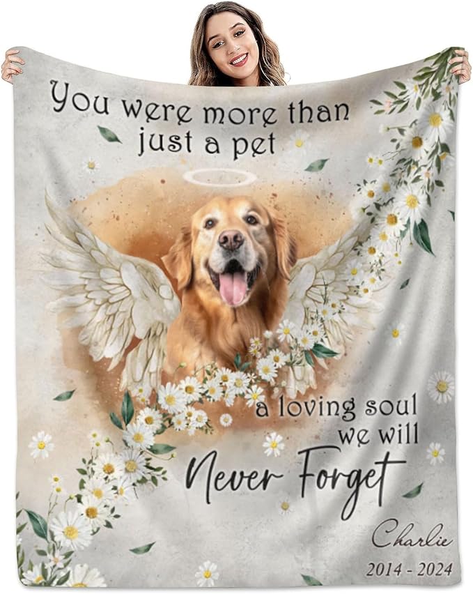 Pamaheart Custom Dog Face Blankets, Personalized Pet Photo Blanket, Fleece Dog Blankets, Customized Photo Throws, Dogs Dad Gifts, Pet Lover Gifts, Memorial Gift /20