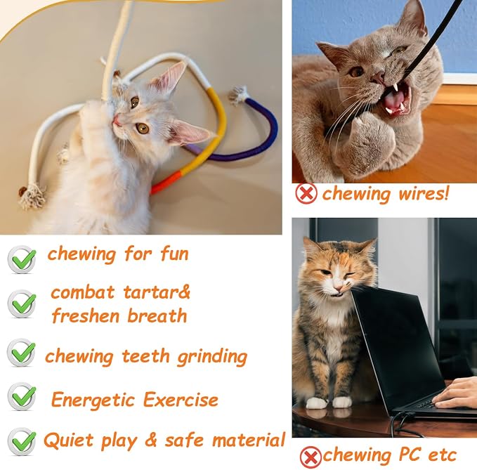 Cat Chew Toy Silvervine Sticks for Cats, Cat Toy Catnip Rope Toys for Kitten Dental Care Safe Teeth Cleaning Toy for Indoor Cats Kitty Kicker Toy Interactive Catnip Kitty Toys for All Breeds Cat