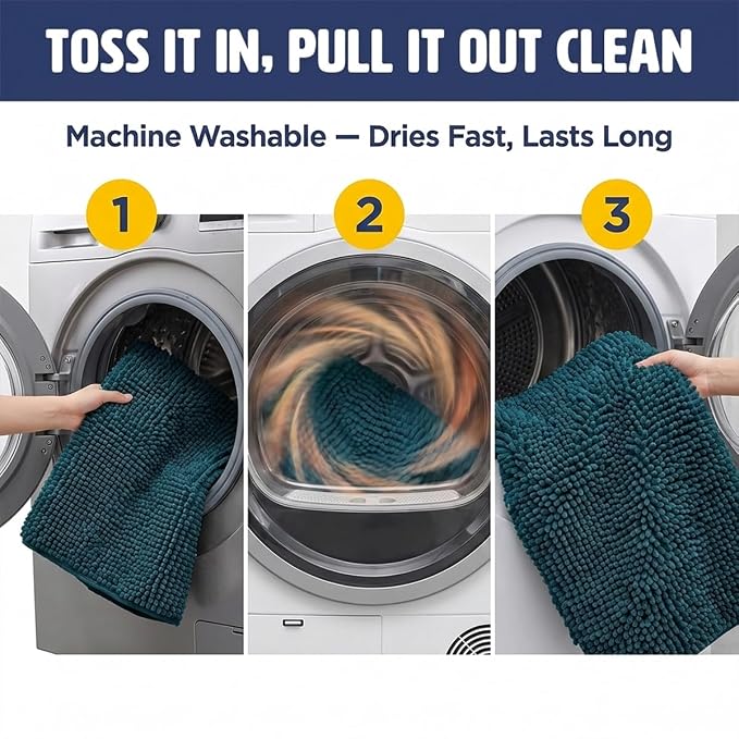 Muddy Mat® | XL Cat Litter Mat 48"x60", Litter Trapping Mat, Super Absorbent Scatter Control, Soft on Paws, Slip Resistant Washable Litter Mat, Traps Litter, Protects Floors, Atlantic Blue