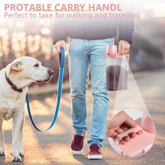 SenseYo Pet Food Storage Container Bin 2.5 lb Portable BPA Free Cat Dog Food Storage Container Dispenser with Measuring Cup and Seal Buckle for Small Animal Kibble Bird Seed Oatmeal Rice Flour
