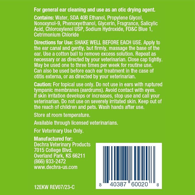 EpiKlean® Ear Cleanser for Dogs and Cats, 12 Fl Oz | Cleansing, Drying, General Purpose; Packaging May Vary