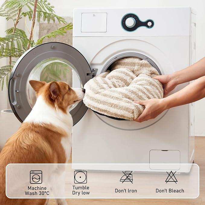 FURTIME Washable XL Dog Bed for Extra Large Dogs, Deluxe Dog Crate Beds | Comfy Fluffy Kennel Pad Anti-Slip Pet Sleeping Mat, Machine Washable Dogs Pillow, 40"x27"x3.5", White