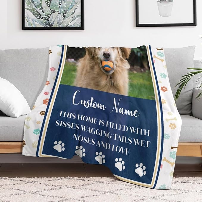 Artsadd Personalized Memorial Blanket with Pictures Pet Loss Sympathy Gift in Memory of Dog Cat Custom Photo Blanket