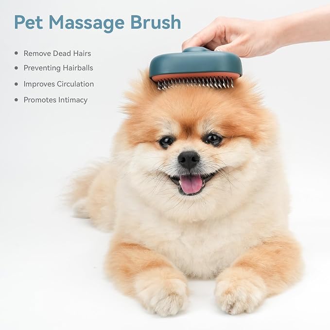 Aumuca Skin Friendly Self-Cleaning Slicker Brush for Dogs & Cats, Gentle Pet Grooming Tool for Shedding & Deshedding, Efficient Hair Remover for Long & Short Haired Pets | Self Cleaning Pet Brush for Long or Semi-Short Haired Cats, Removing Loose Fur &...