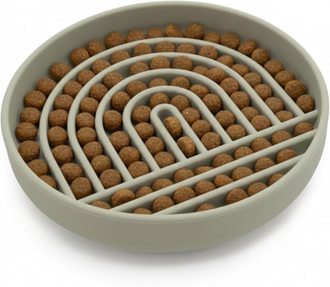 Should We Go? Slow Feeder Dog Bowls - Small Size Silicone Slow Eating Dog Bowl for Puppies & Dogs with Suction Cup -Dishwasher-Safe, Lick Mat Design, Reduces Gulping, for All Breeds, 6”x1.25”- Sage