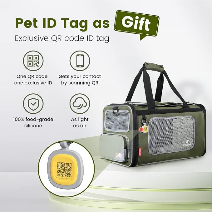 Pawaii Cat Carrier Airline Approved Expandable Breathable Safety Leash | Up to 13 lbs, 16.9 x 10.6 x 10.6 in, QR pet ID tag, top entry, luggage sleeve, soft fleece pad, foldable storage