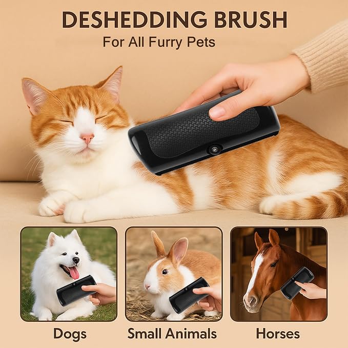 Deshedding Dog Brush, Dog Brush for Shedding Dogs Cats Horses Short Hair | Easy Clean Deshedding Tool Removes Loose Fur & Undercoat, Pet Grooming Brush for Short, Medium Hair Dogs Cats at Home