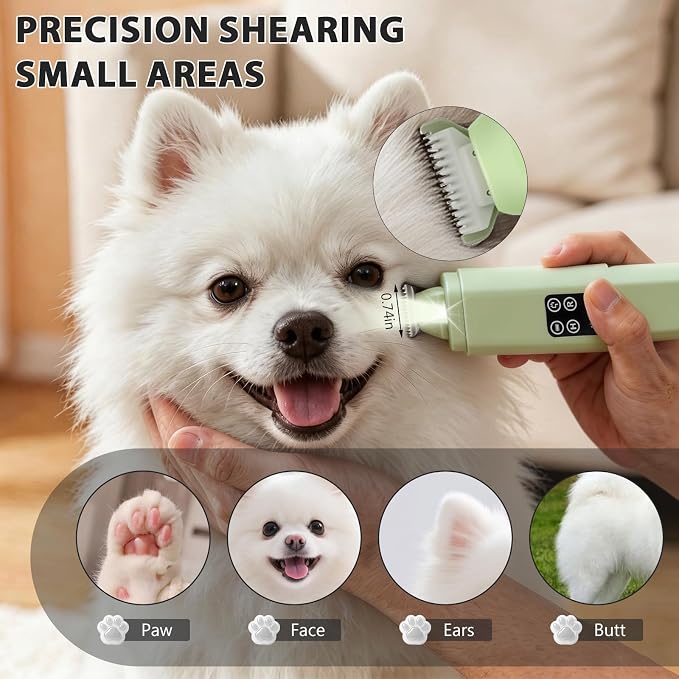 Dog Nail Grinder Quiet, 2-in-1 Paw Pad Trimmer with Light for Pets | 50dB Safe Electric Painless Grooming, 3 Grinding Ports for Paws, Faces, Ears and Body of Small & Medium Cats and Dogs