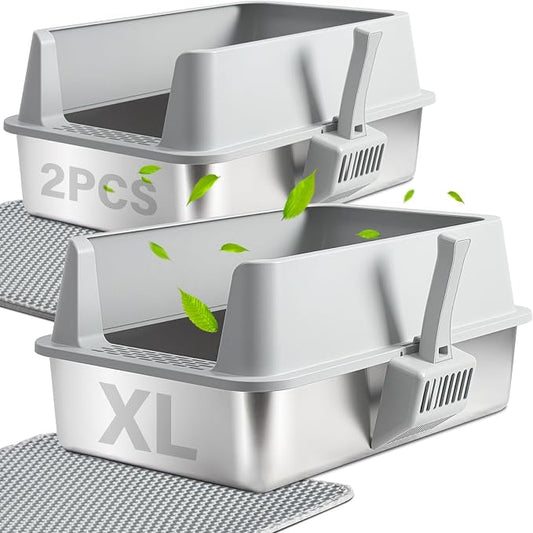 XL Stainless Steel Cat Litterbox,Stainless Steel Litter Box, Easy Clean Non Stick No Smell