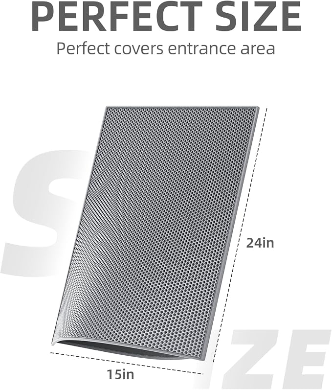 ESTHELLO Cat Litter Mat Honeycomb Double Layer Design 24’’ x 15’’ Gray