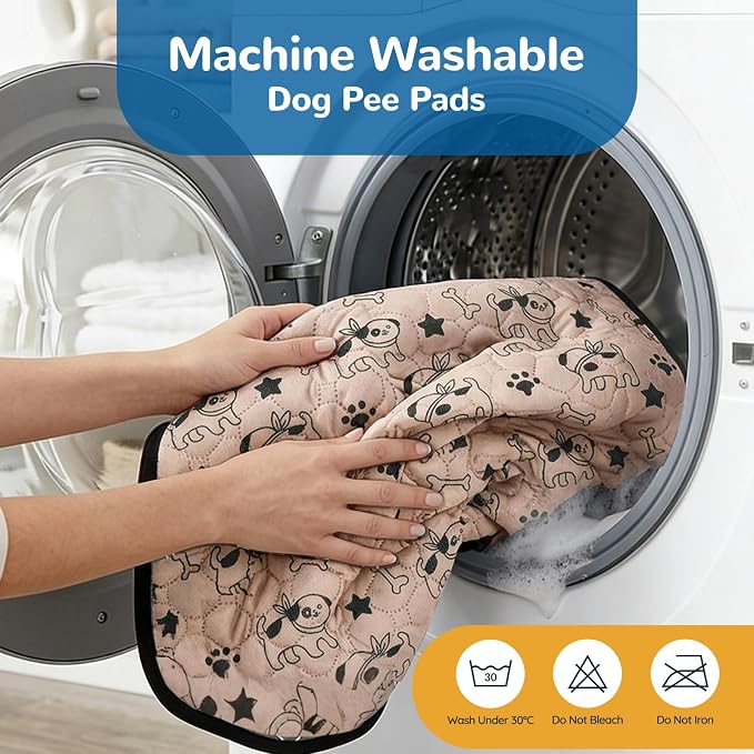BAEJMJK Washable Dog Pee Pads, Reusable Dog Crate Mats Puppy Training Pads, 4-Layer Super Absorbent Waterproof Non-Slip Leak-Proof Ideal for Potty, Crate, Playpen & Travel(18"x24",Coffee 1-Pack)
