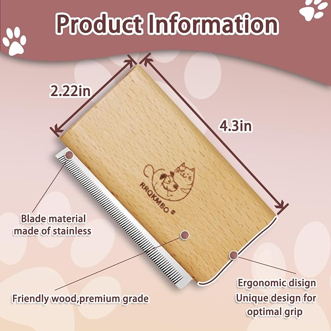 Premium Deshedding Dog Brush,Pet Deshedding Brush,Professional Cat Deshedding Brush for Grooming,Wooden Pet Grooming Combs for Short and Long Hair,Deshedder Shedding Tool.
