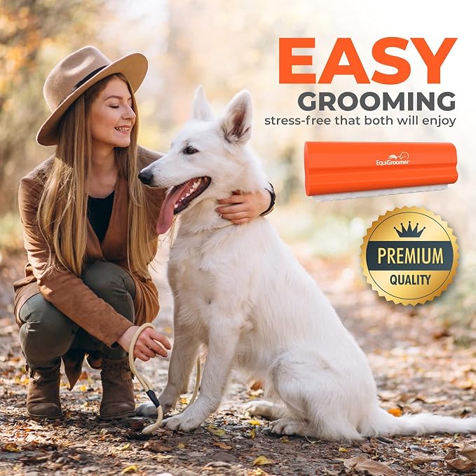 EquiGroomer 5-Inch Undercoat Deshedding Brush for Dogs & Cats, Orange | Best for dogs up to 100 lbs and cats of any size, short or long hair, stainless blade, no cutting or pulling