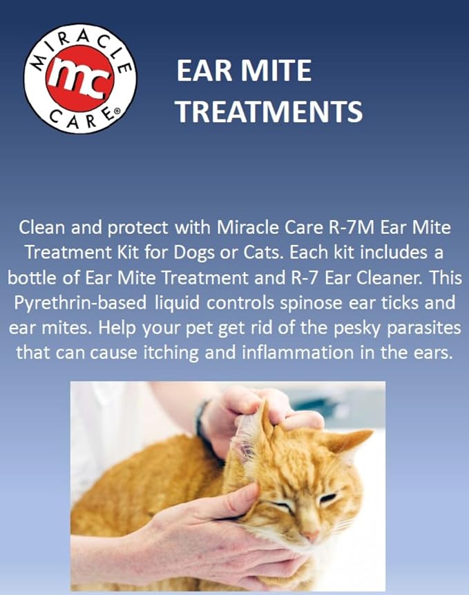 Miracle Care R7 Ear Mite Treatment for Dogs, 4 Ounce | Control Ear Mites and Ticks, Reduce Itching and Irritation, Non-Oily, Water Based