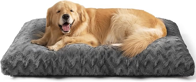 EHEYCIGA Washable XL Dog Bed for Crate 41x27 Inch, Kennel Pad for Extra Large Dogs Up to 65 lbs, Plush and Comfy Pet Sleeping Mat, Charcoal