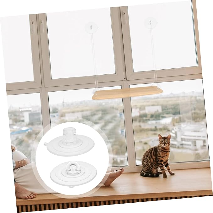 Toyvian 8Pcs Cat Window Perch Suction Cup Strong Crosshole Ring Design for Cats Transparent Window Mounts for Efficient Space Management Smooth Surfaces