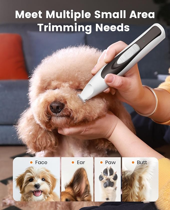oneisall 2 in 1 Dog Nail Grinder & Paw Trimmer Kit, 2 LED Lights | 35 dB Low Noise, 6500/7500RPM, 2 Speeds, Cordless & Rechargeable, Long Battery Life, Safe for Paw, Face, Ears, Body
