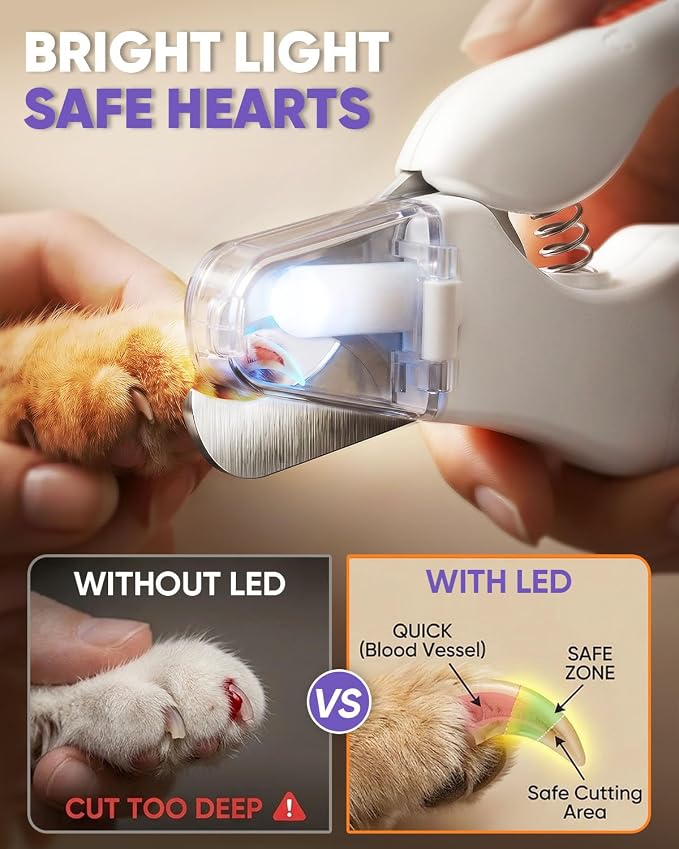CATPICK 2-in-1 Cat Nail Clippers & Dog Nail Clippers Trimmers for Large Medium Small Dogs Cats Claw Trimmer Quick Sensor and Safety Guard USB Rechargeable with 2 LED Lights Dogs Nail Trimmer