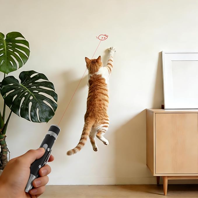 UMSIS Cat Toy, 2 Pieces, Distinctive Black Painted Metal Casing with Paw Print Design, Rechargeable, 7 Adjustable Patterns, Interactive Chase Toy for Indoor Cats & Dogs Training and Exercise