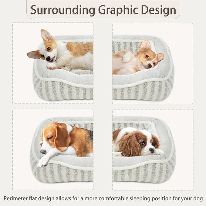 Dog Bed for Medium Dogs Breeds, Rectangular Soft Kennel Bed,Washable Deluxe Plush Dog Crate Beds, Comfy Durable Pet Sleeping Bed with Pillow & Non-Slip Bottom, Size (30"X24" Grey)