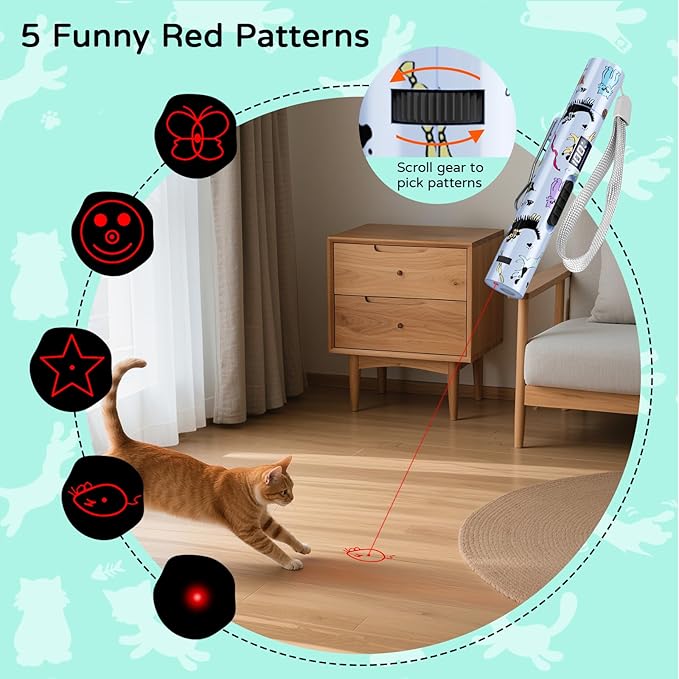 TBTeek Cat Toy, Battery Screen, Cute Fun Creative Body, Rechargeable, 7 Adjustable Patterns, Interactive Kitten Pet Dog Chase Toy for Fun Chase Play Exercise (1pcs)