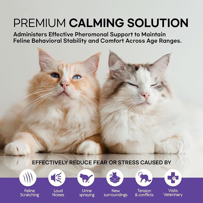 Cat Pheromones Calming Diffuser: 2 Diffusers & 2 Refills Top Value Kit – Cat Calming Diffuser Helps Reduce Scratching, Peeing, Meowing, Hiding, Urine Marking & Aggression