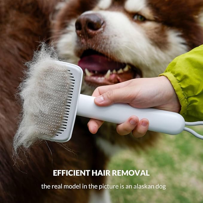 Self Cleaning Shedding Brush Grooming Tool for Long and Short Haired Dogs Cats Deshedding Hair Removal (Black)