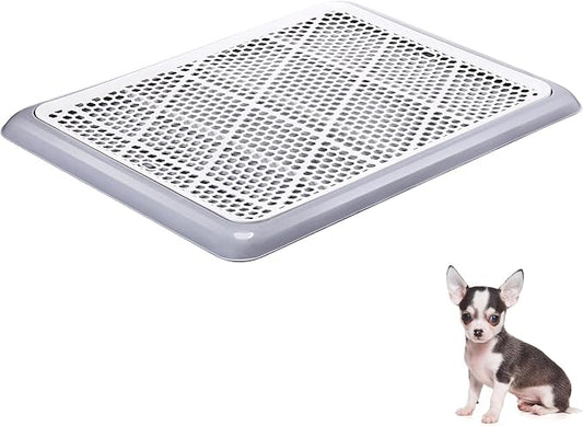 Mifoci 1 Pcs Dog Potty Tray Mesh Puppy Training Pad Holder Floor Protection Portable Pee Pad Pet Toilet Training Tray Litter Box Corner for Medium and Large Dogs (19.7 x 14.2 Inch,Gray)