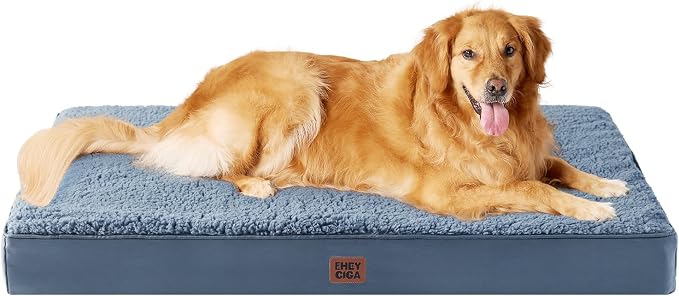 EHEYCIGA Orthopedic Dog Bed Extra Large with Removable Washable Cover, 47IN | Egg Crate Foam Support, Durable Oxford fabric, Non-Slip Bottom, Machine Washable, Soft Waterproof Plush Pet Bed Mat For Crate