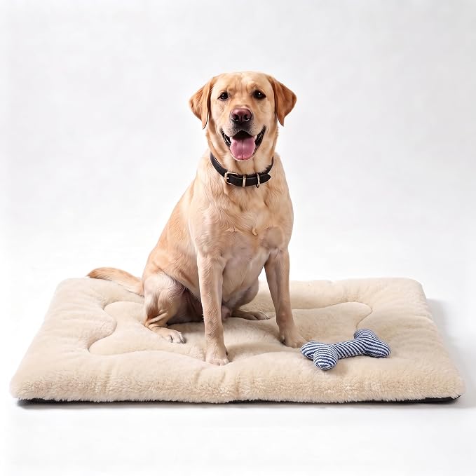 Dog Bed 42" for Metal Crate Pad,Washable Sleeping Mat for Medium/Large Pets | Soft faux rabbit fur, non-slip,machine wash/dry, plush cushioning, for crates, floors & travel, multiple sizes for all breeds