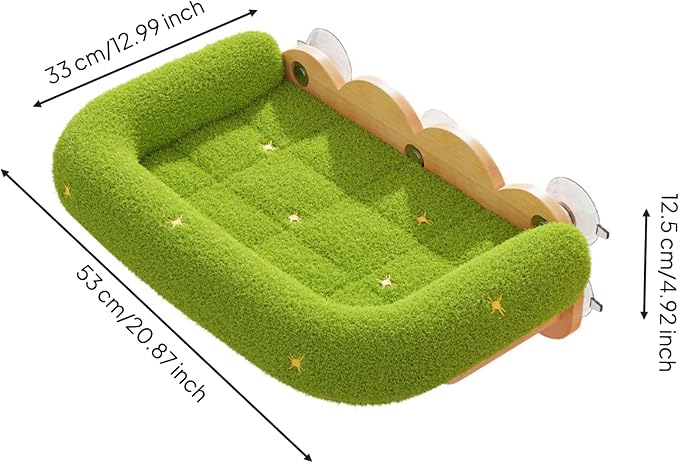 Fenteer Cat Window Hammock Perch Bed Lounger with Solid Wood Frame and Soft Textured Surface Secure Window Mount with Strong Suction for