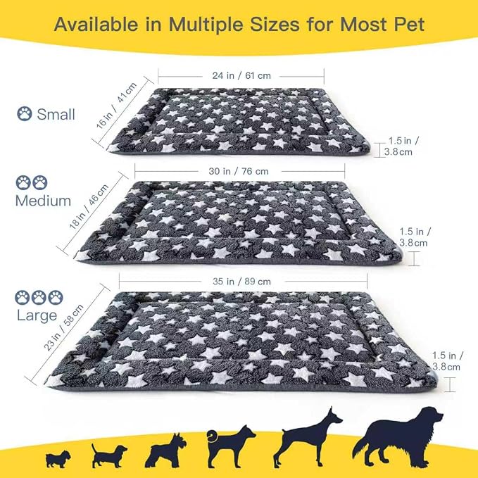 Large Dog Bed Mat, Washable Dog Crate Pad with Non-Slip Bottom, Soft Kennel Pad for Large Dog Crate, Dog Cage for Large Dogs, Indoor Outdoor Dog Bed, Sleeping Mat, Gray, 35x23x1.5 in