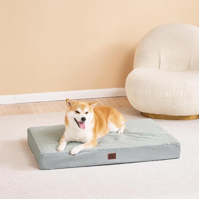 EHEYCIGA Orthopedic Dog Bed Medium with Removable Washable Cover, 30x20 | Egg Crate Foam Support, Durable Oxford fabric, Non-Slip Bottom, Machine Washable, Soft Waterproof Plush Pet Bed Mat For Crate