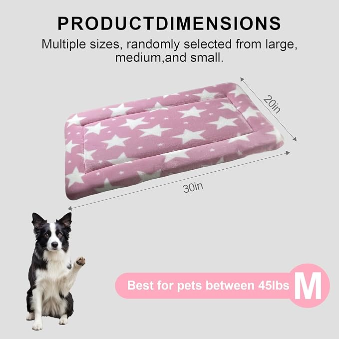 Washable Dog Bed Mat With Anti-Slip Bottom, Deluxe Plush Memory Foam Crate Pad & Waterproof Outdoor Kennel Mat For Dogs & Cats-Durable Crates Beds, Large Medium Small Puppy Size 30" x 20",pink