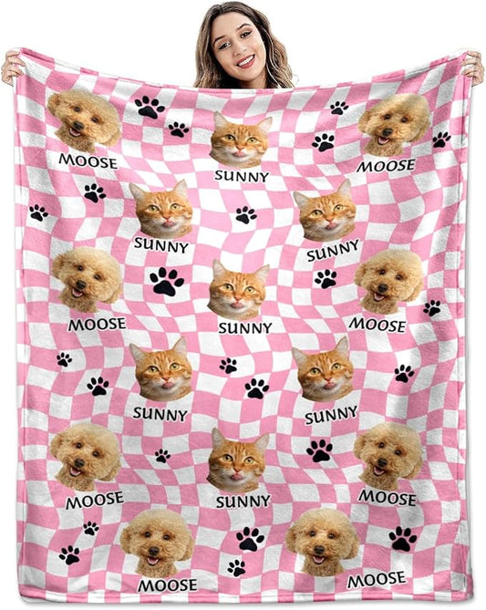 Pamaheart Custom Dog Face Blankets, Personalized Pet Photo Blanket, Fleece Dog Blankets, Customized Photo Throws, Dogs Dad Gifts, Pet Lover Gifts, Memorial Gift /30
