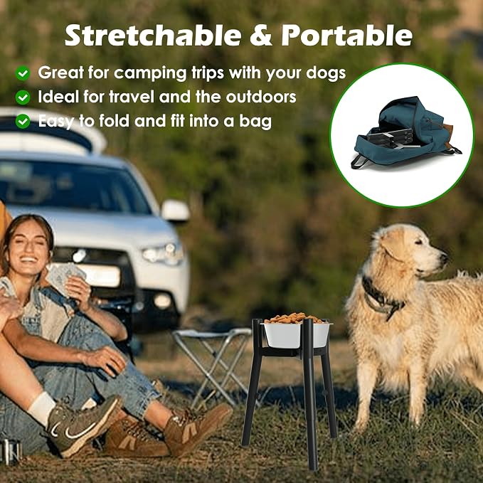 SHAINFUN Raised Dog Bowl Stand for Medium & Large & Extra Large Dogs, Adjustable Wide 7-10.7" Heights 9.8-13.4" (Bowl Not Included)