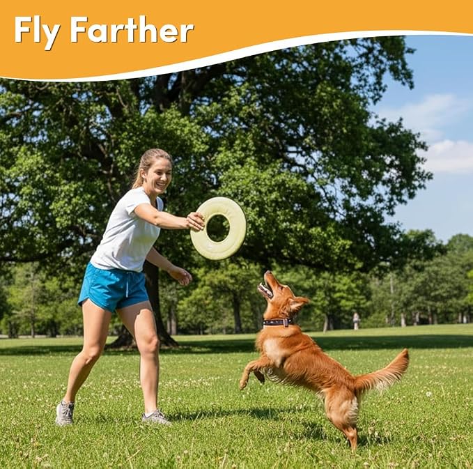 OllyDog Super Flyer Dog Flying Disc – Floating Fetch Toy for Water Play, Soft Eco-Friendly Recycled Fabric, Gentle on Teeth, 11" for Medium & Large Dogs (Sol, 11")