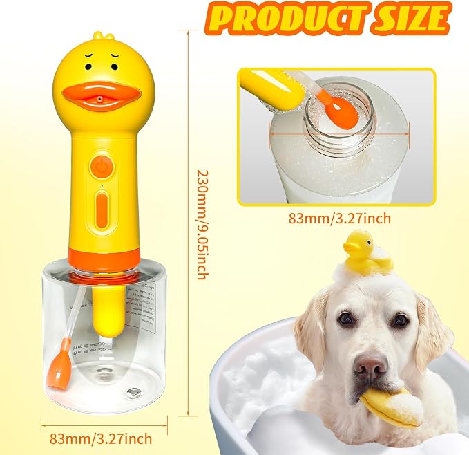 Dog Shampoo Frother,Pet Bath Brush - Deep Cleaning Foam Machine with 350ml Capacity, Dog Soap Dispenser and Shampoo Sprayer, 1200mAh Ultra Long Standby