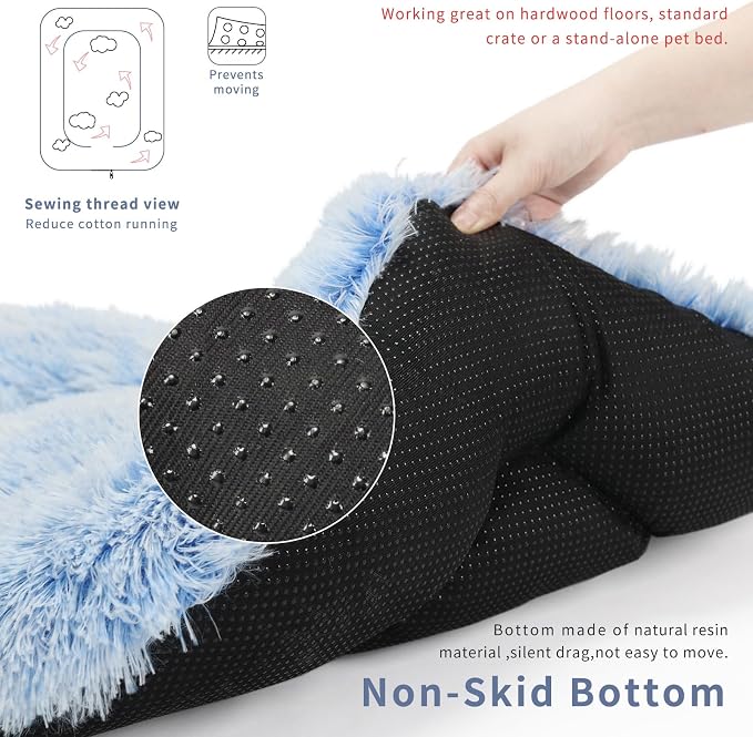 nononfish Dog Crate Bed for Small Dogs Washable Orthopedic Flat for Inside Crate Cages Kennel House Sofa Plush Comfy Sleeping,Gradient Blue 22in