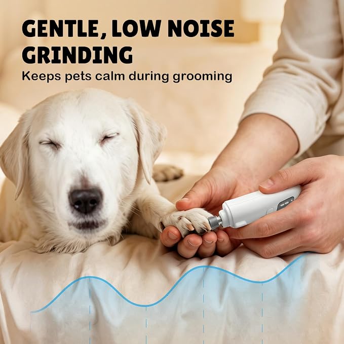 2-in-1 Dog Nail Clippers and Grinder with LCD Battery Display - Professional Cat Claw Trimmer with Built-in Safety Light & Guard, Ultra Quiet Rechargeable Pet Claw Grooming Tool for Large & Small Pets