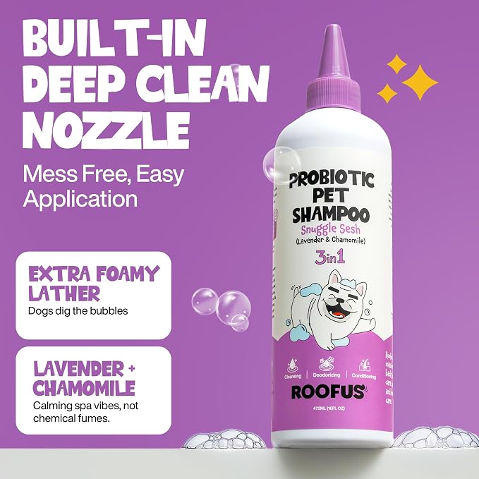 Anti Itch Dog Shampoo & Conditioner, Lavender for Dogs | Probiotic Hypoallergenic Formula - Snuggle Sesh Lavender Scent - Itchy Skin Relief for Smelly Dogs - 3-in-1 Conditioner