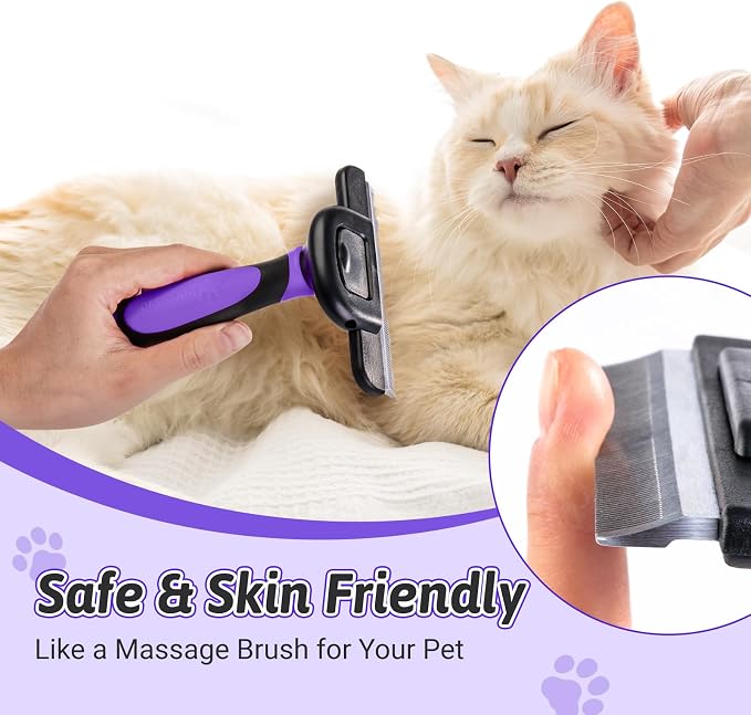 MIU COLOR Long Hair Pet Grooming Brush, Deshedding Tool for Medium and Large Dogs & Cats, Effectively Reduces Shedding by up to 95% for Pet Hair, Purple