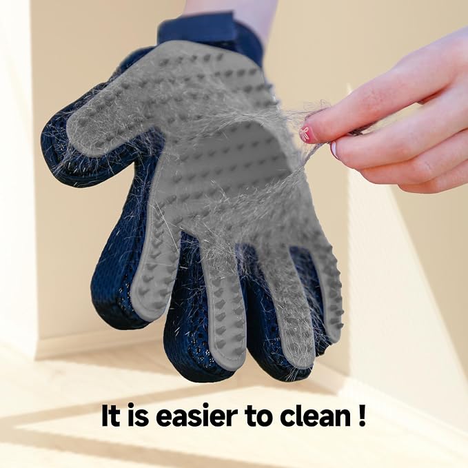 NVNAN Pet Hair Removal Glove for Dogs & Cats, 2-Pack Gray | 2-in-1 deshedding brush and massage mitt for shedding control, bathing and washing, safe for short or long hair pets