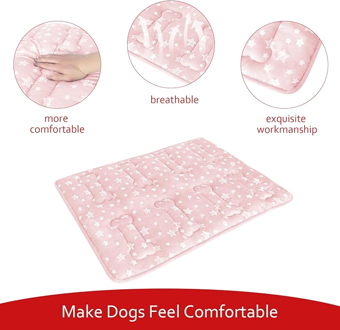 Dog Crate Mat (36" X 23"), Soft Dog Bed Pad Mat with Cute Prints | Personalized Crate Pad, Anti-Slip Bottom, Machine Washable Kennel Pad