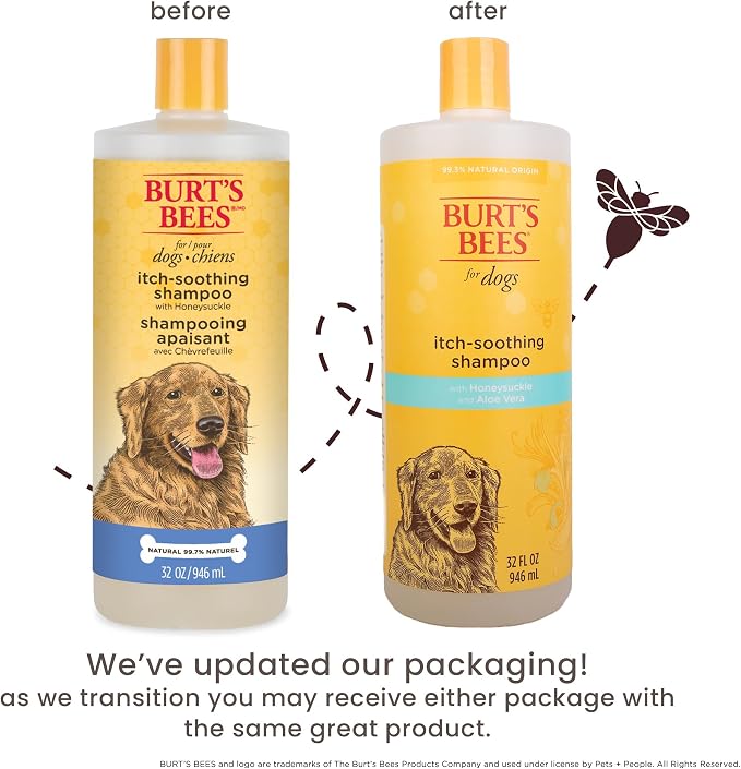 BURT'S BEES FOR PETS Itch Soothing Dog Shampoo, Honeysuckle, 32 Fl Oz | 95 percent natural origin formula, relieves itchy skin, gentle daily cleansing, for all dog breeds