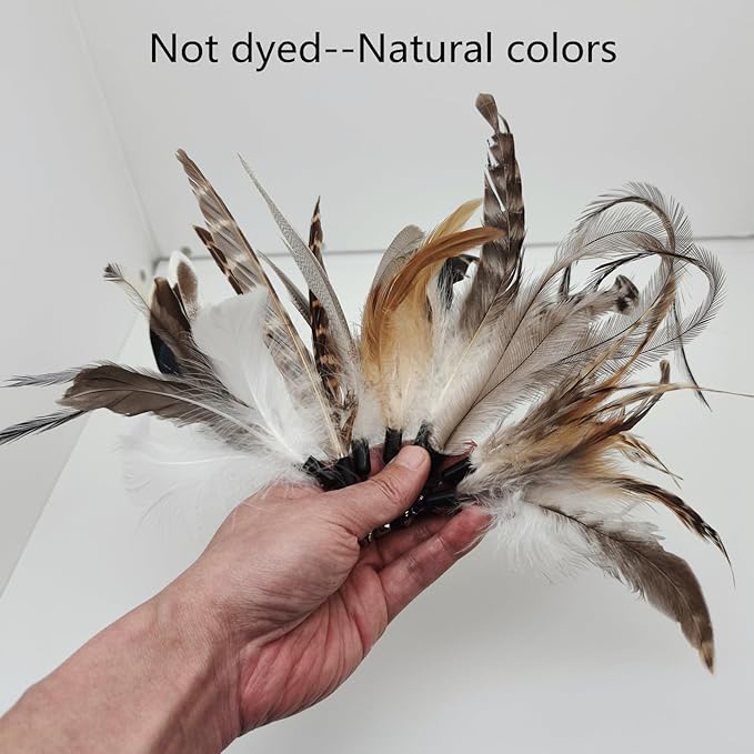 miwoowim Natural unstained Feathers,8PCS Cat Feather Toys Replacement Wand Toy Refills, Cat Feathers Refill for Indoor Cats,Perfect Wand Attachments